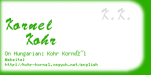 kornel kohr business card